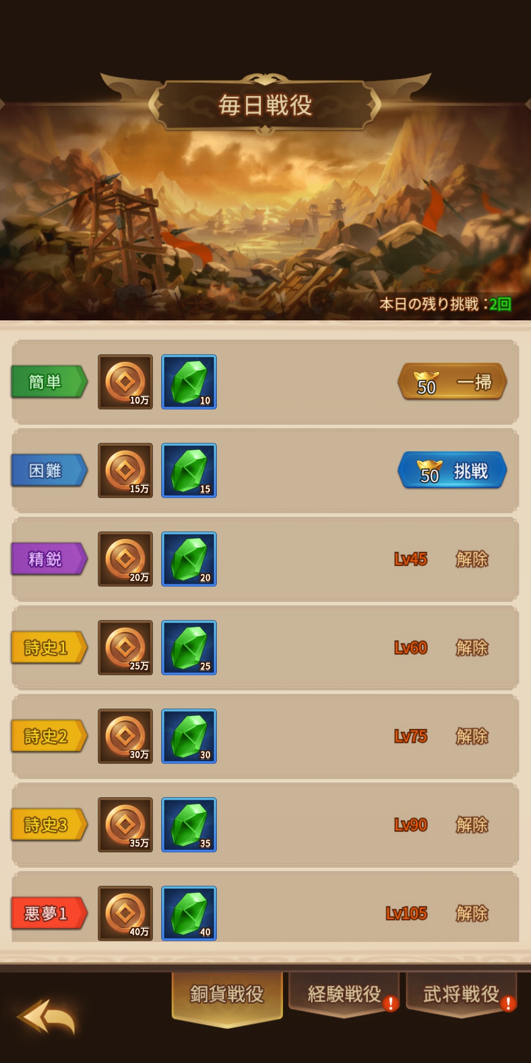 【乱闘三国志攻略】の報酬画像